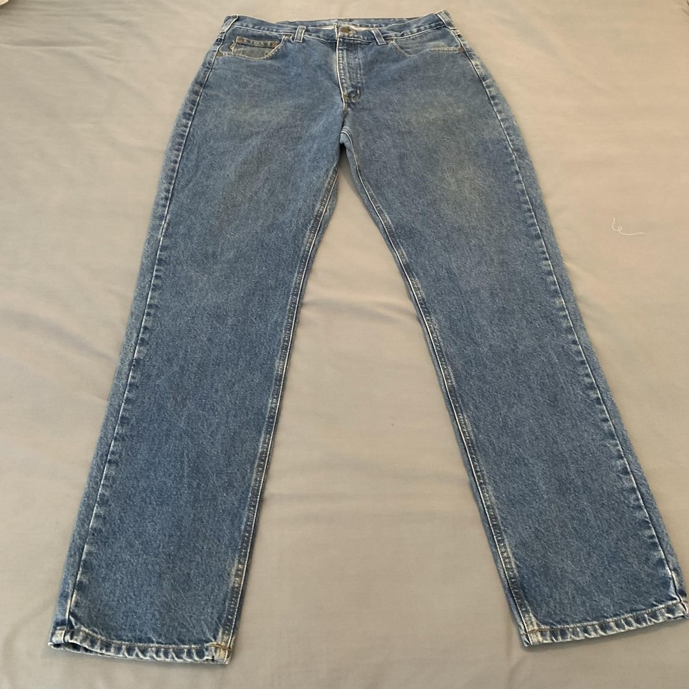 Carhartt B18 DST Jeans Mens 36x34 Blue Medium Wash Regular Straight Denim Pants